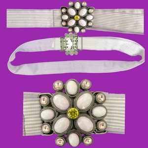 Preppy Purple Flower Belts Striped Adjustable